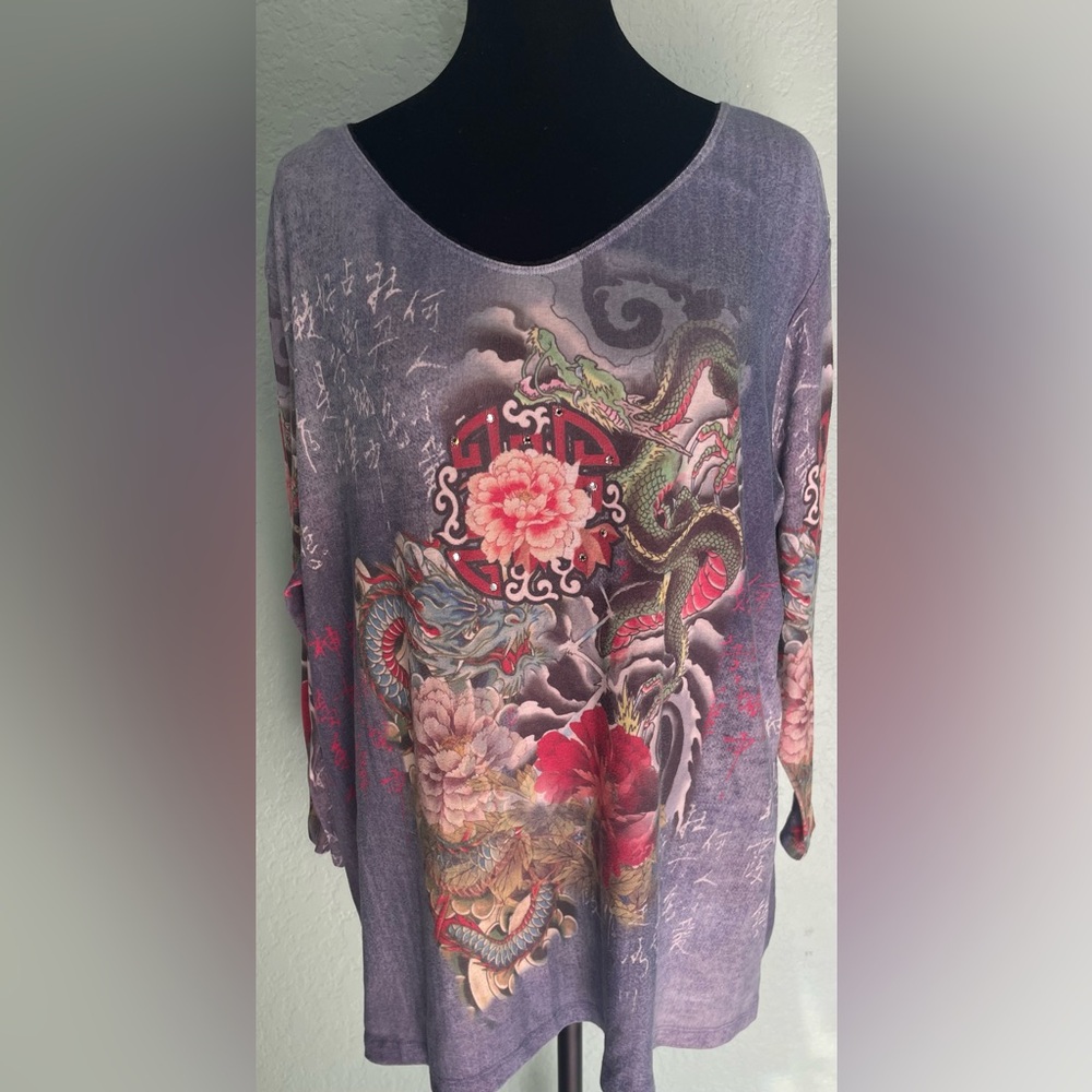 Yukiko Gray and Black Long Sleeve Top